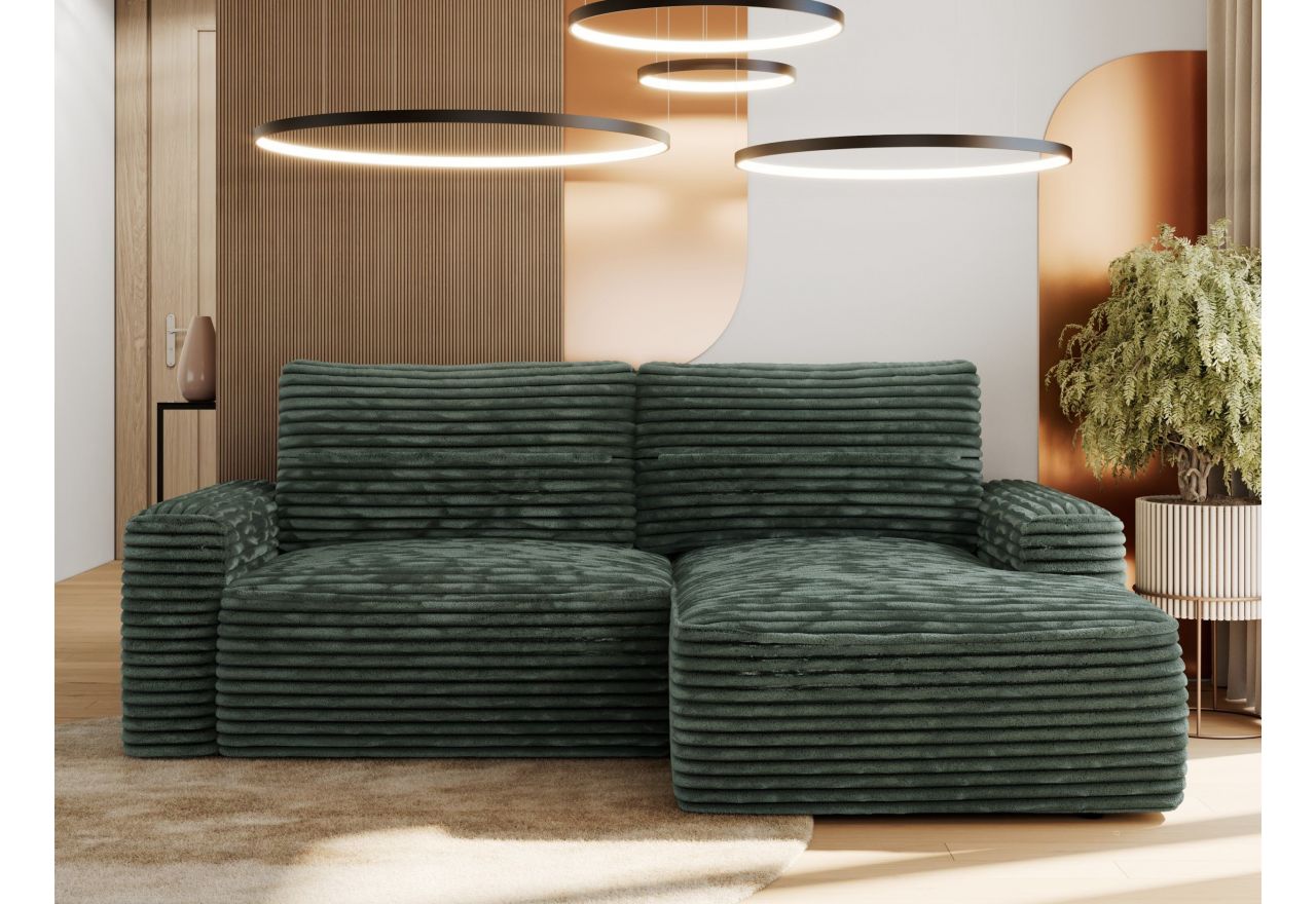 Narożnik BELLUNO L - strona prawa - ciemnozielony, sztruks