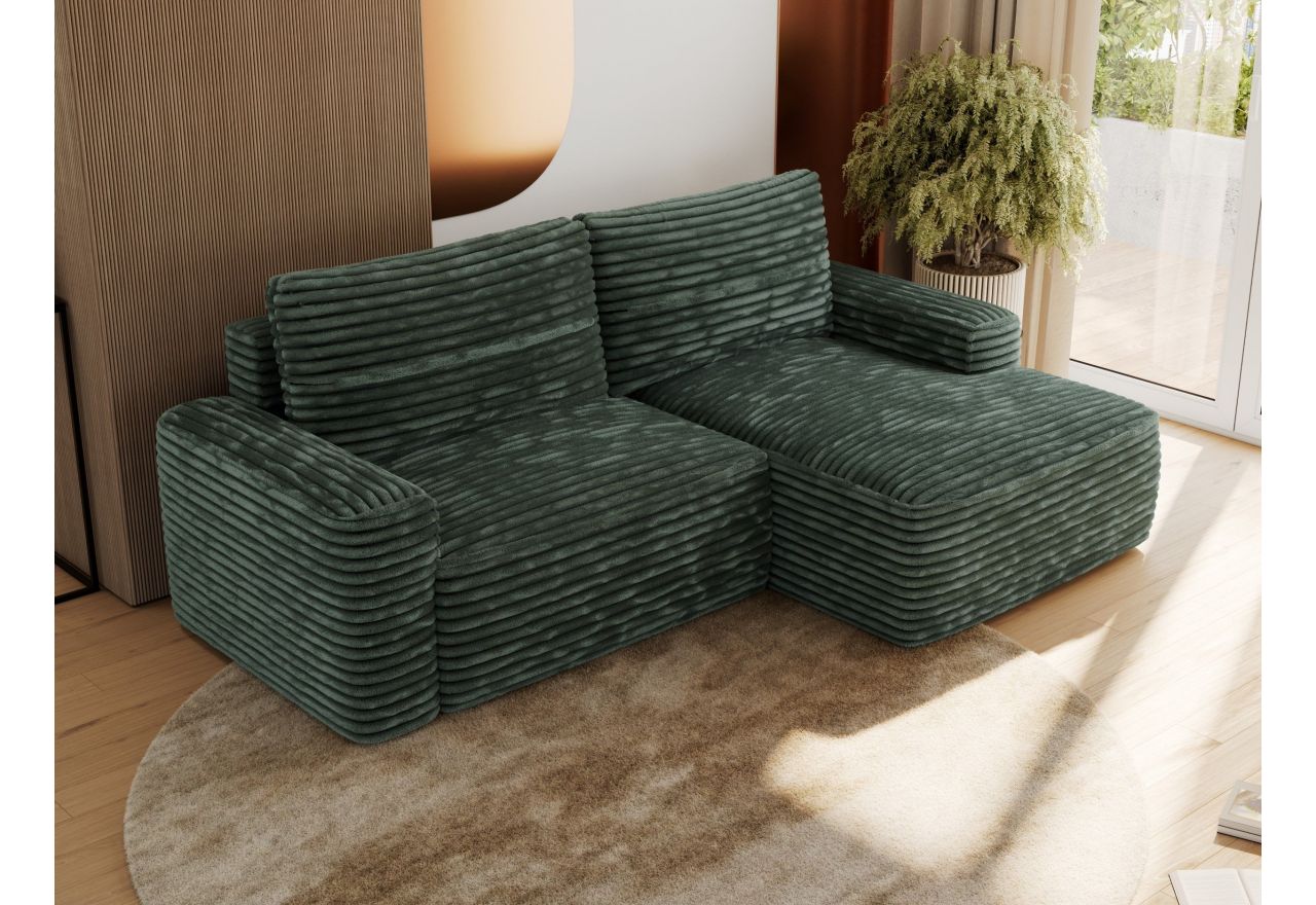 Narożnik BELLUNO L - strona prawa - ciemnozielony, sztruks