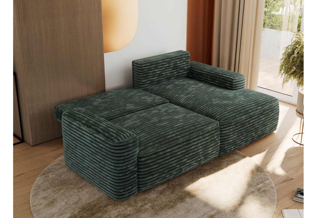 Narożnik BELLUNO L - strona prawa - ciemnozielony, sztruks