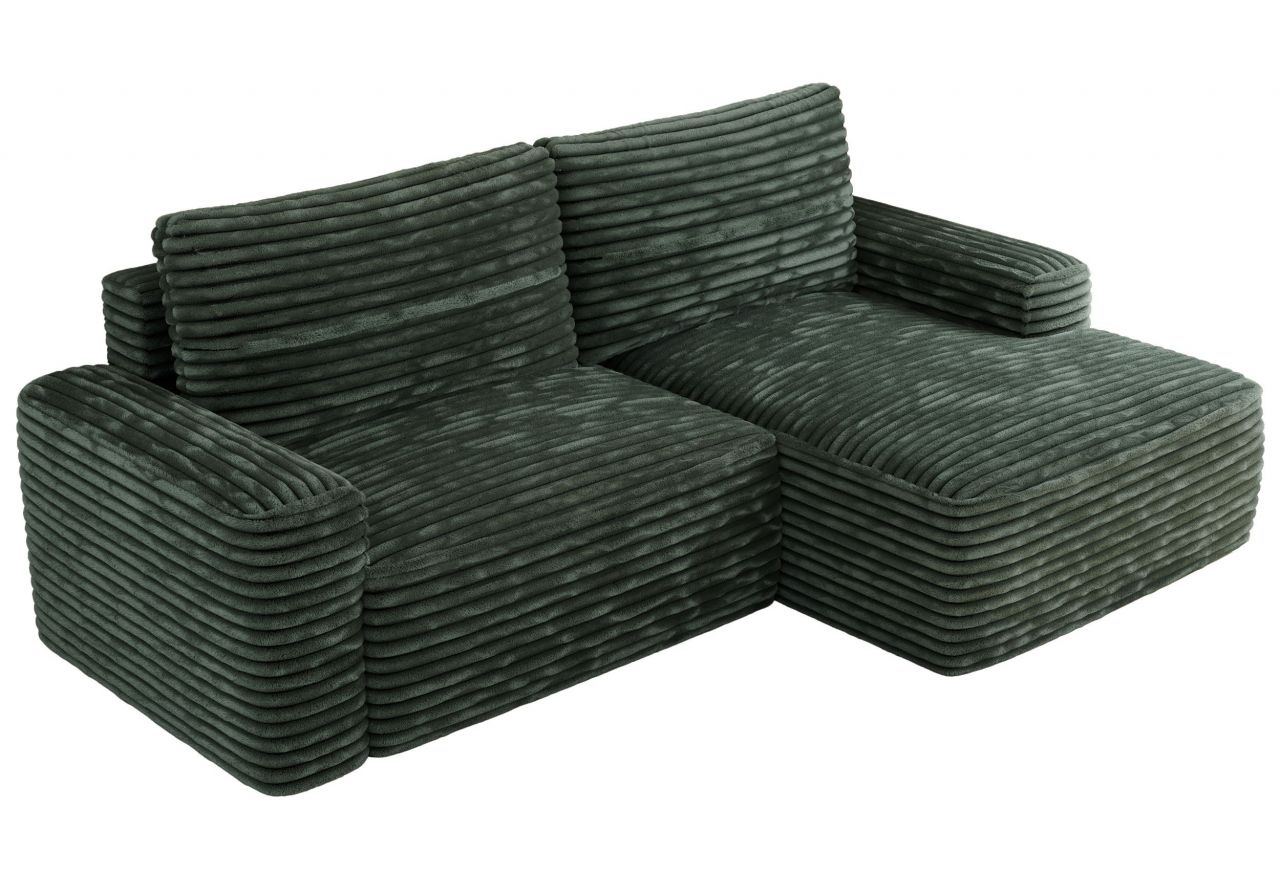 Narożnik BELLUNO L - strona prawa - ciemnozielony, sztruks