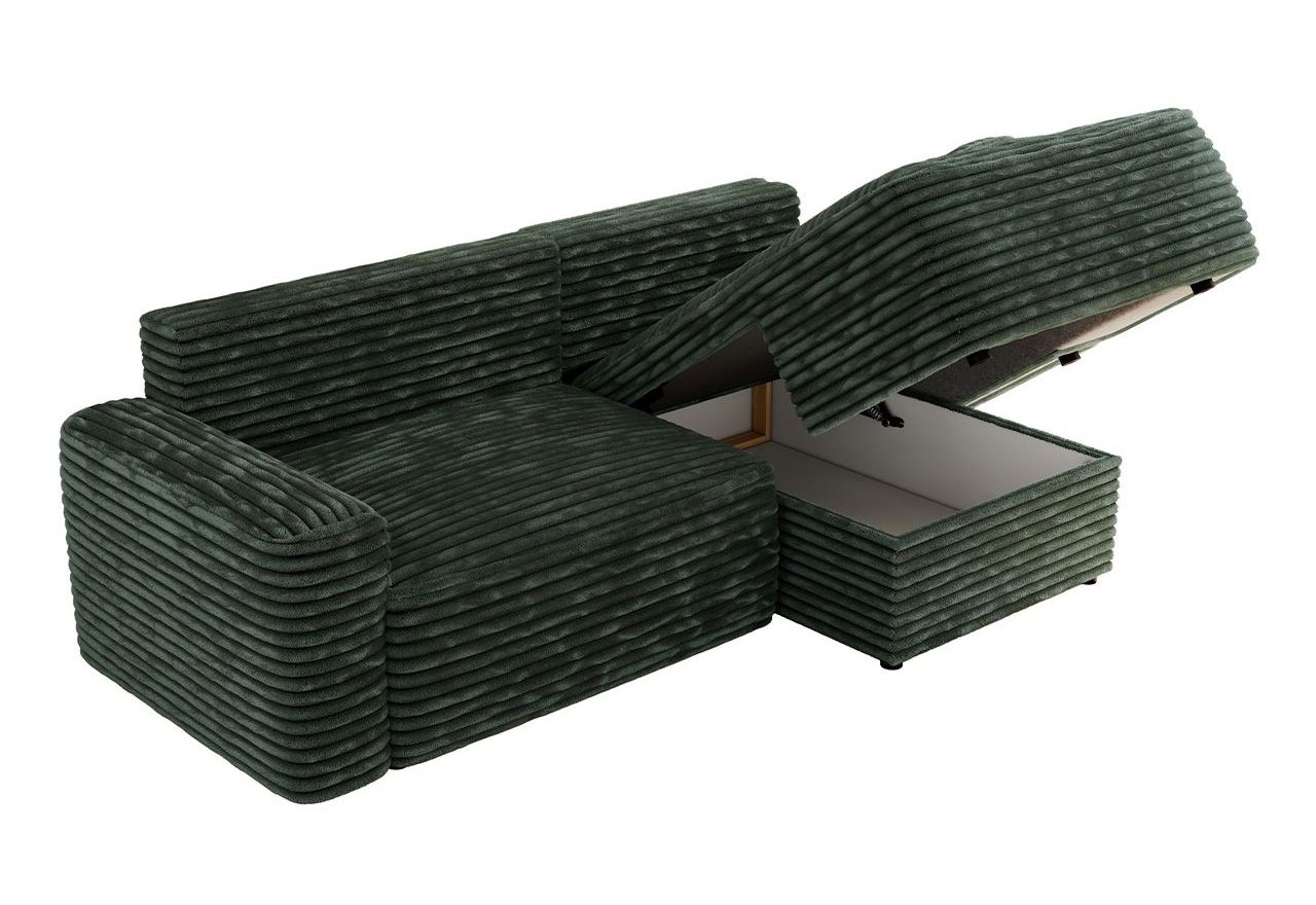 Narożnik BELLUNO L - strona prawa - ciemnozielony, sztruks