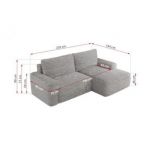 Narożnik BELLUNO L - strona prawa - jasnoszary, sztruks