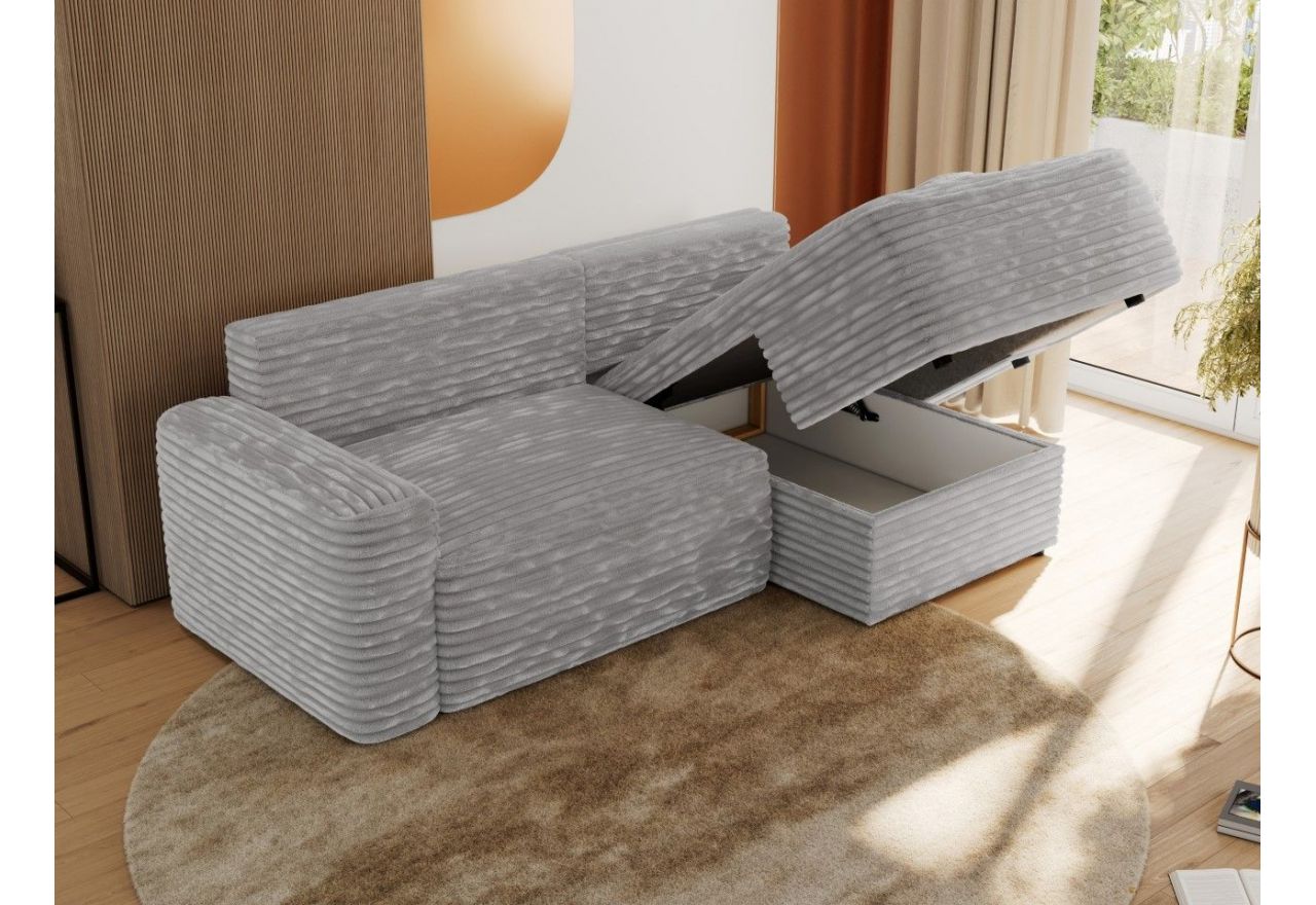 Narożnik BELLUNO L - strona prawa - jasnoszary, sztruks