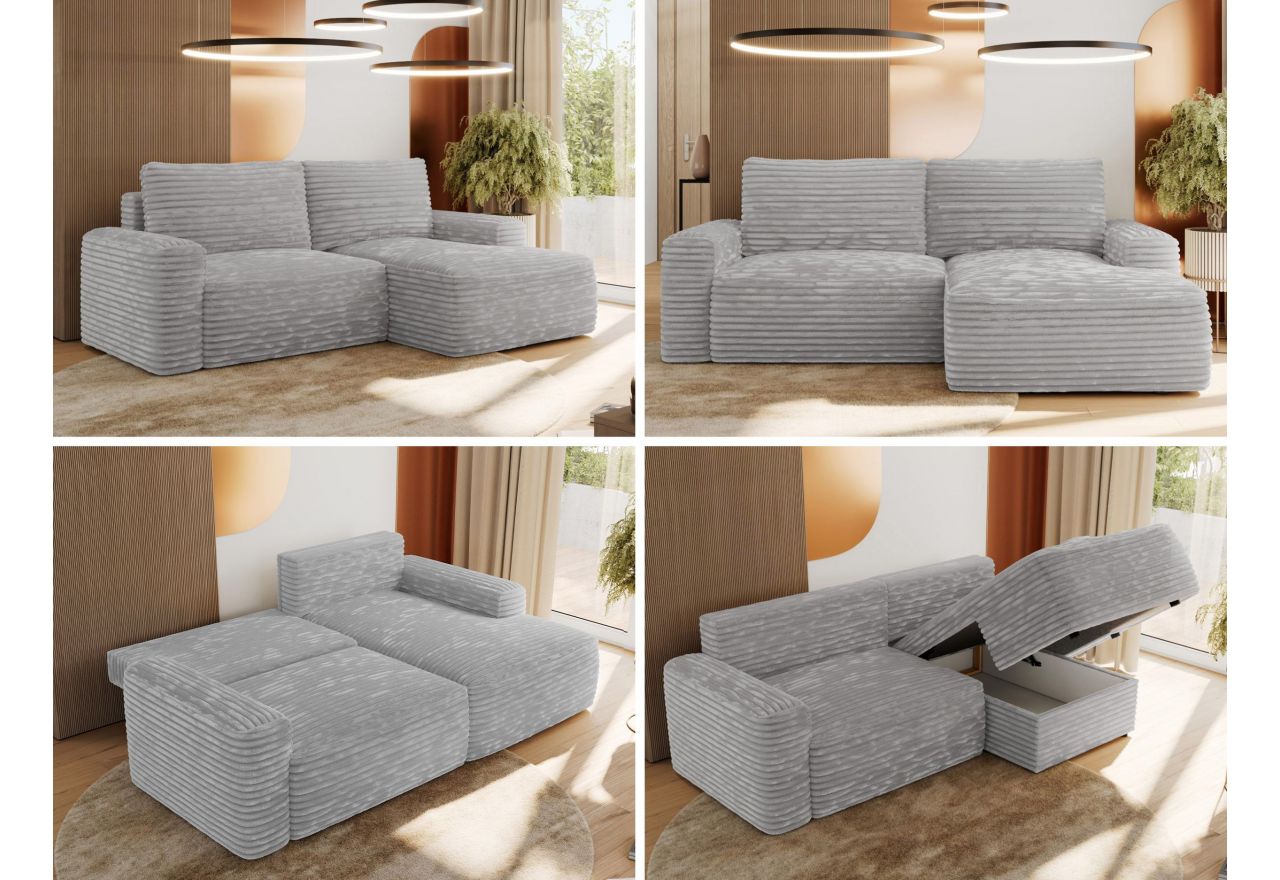 Narożnik BELLUNO L - strona prawa - jasnoszary, sztruks