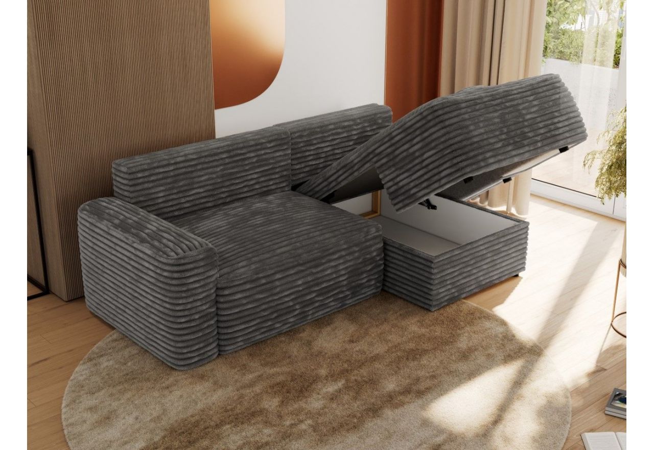 Narożnik BELLUNO L - strona prawa - szary, sztruks