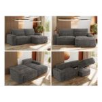 Narożnik BELLUNO L - strona prawa - szary, sztruks