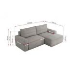 Narożnik BELLUNO L - strona lewa - jasnoszary, struktura