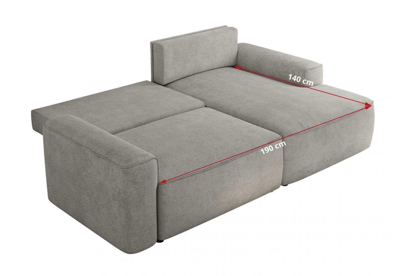 Narożnik BELLUNO L - strona lewa - jasnoszary, struktura