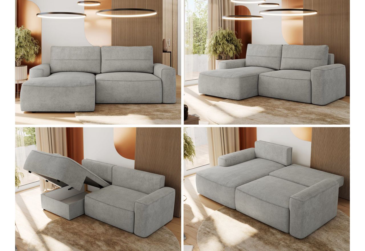 Narożnik BELLUNO L - strona lewa - jasnoszary, struktura