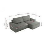 Narożnik BELLUNO L - strona lewa - szary, struktura