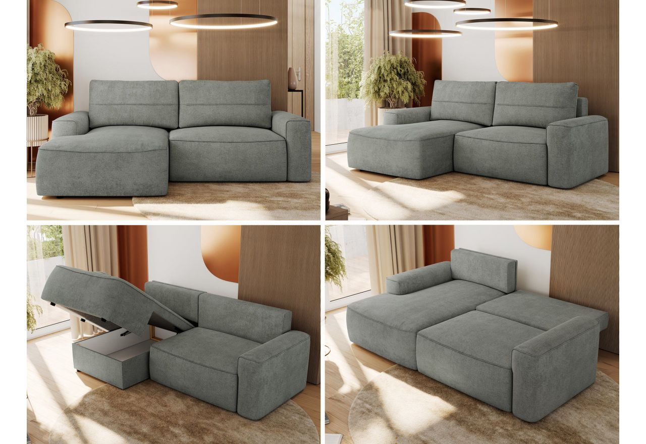 Narożnik BELLUNO L - strona lewa - szary, struktura