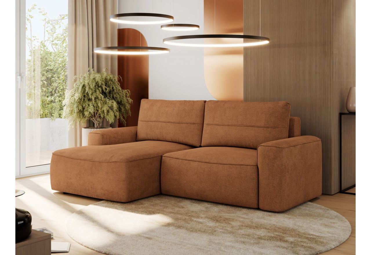 Narożnik BELLUNO L - strona lewa - pomarańczowy, struktura