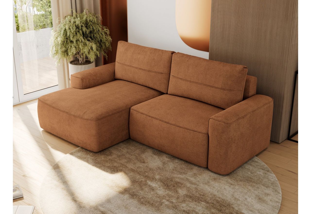 Narożnik BELLUNO L - strona lewa - pomarańczowy, struktura