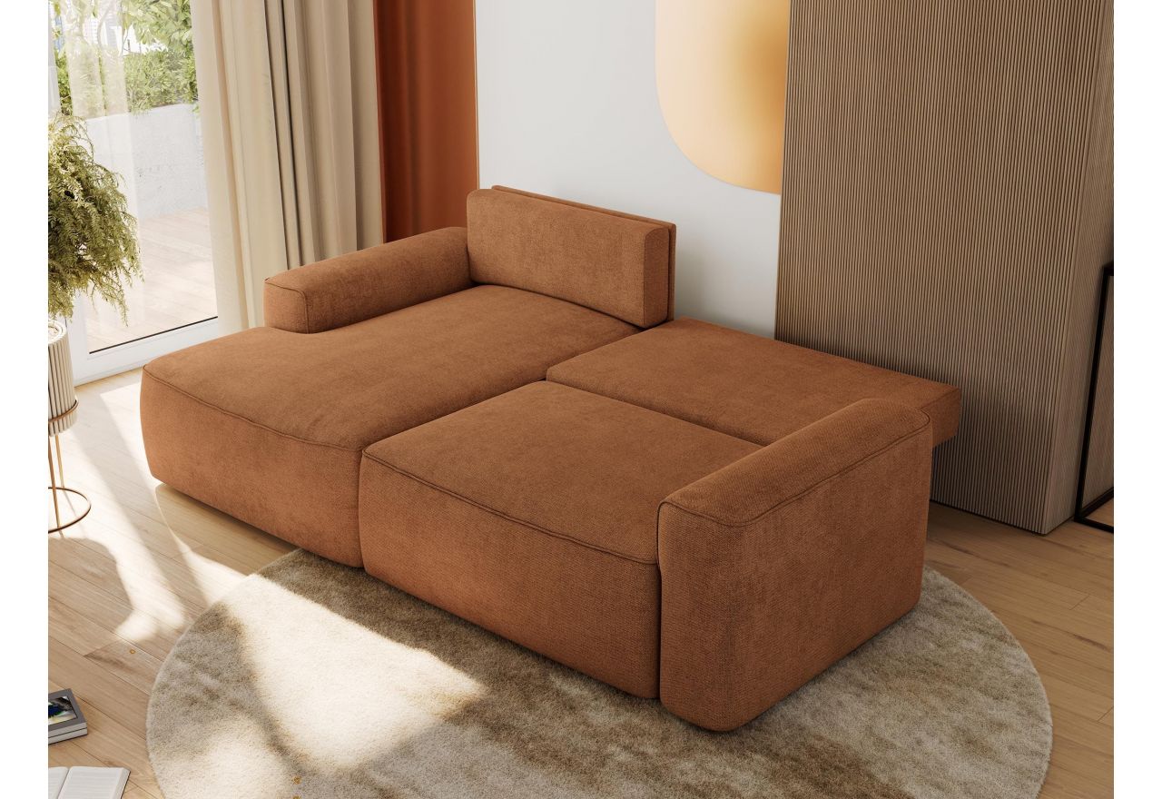 Narożnik BELLUNO L - strona lewa - pomarańczowy, struktura