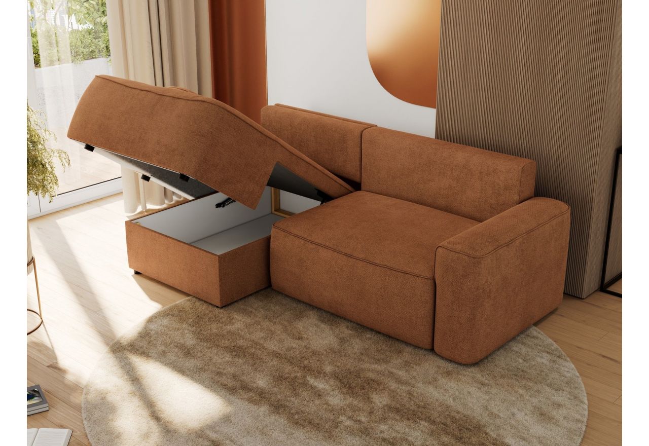 Narożnik BELLUNO L - strona lewa - pomarańczowy, struktura