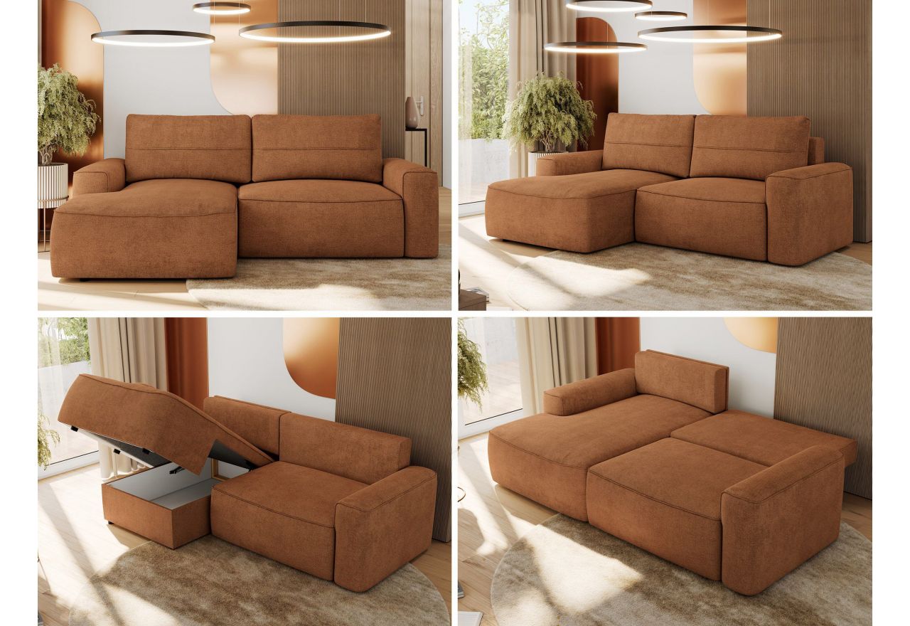 Narożnik BELLUNO L - strona lewa - pomarańczowy, struktura