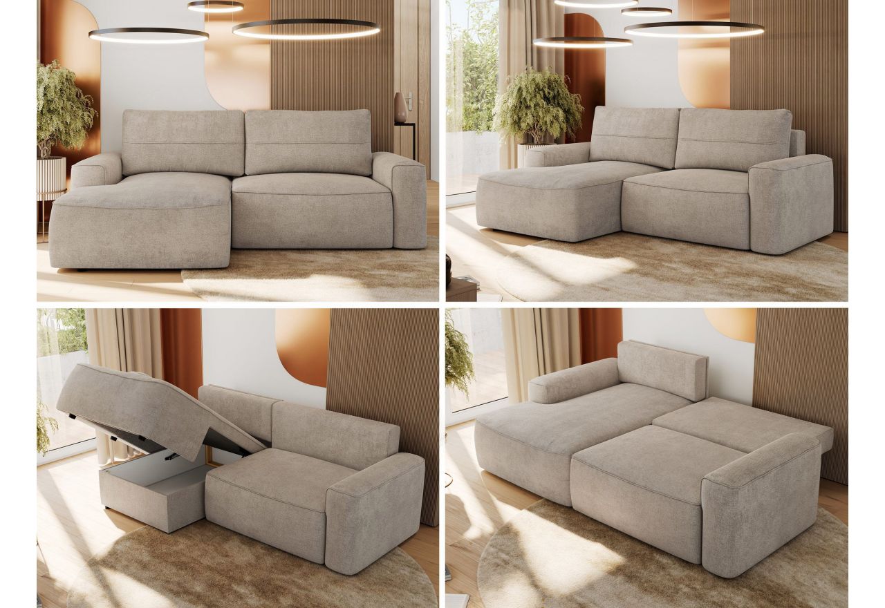 Narożnik BELLUNO L - strona lewa - beżowy, struktura