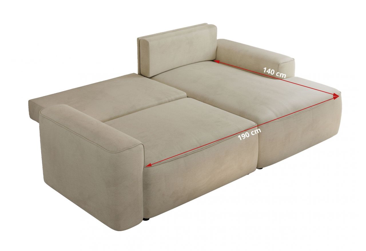 Narożnik BELLUNO L - strona lewa - beżowy, welwet