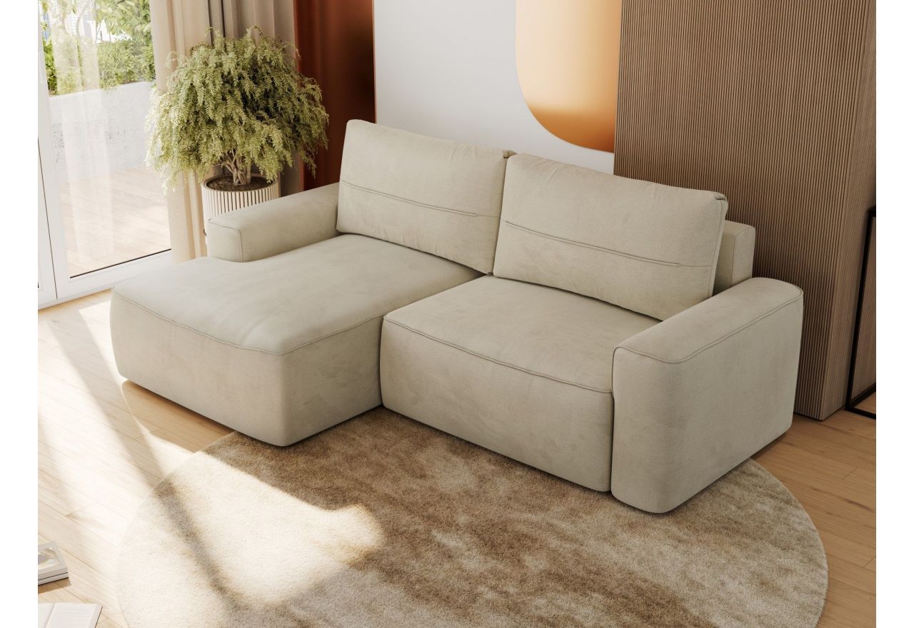 Narożnik BELLUNO L - strona lewa - beżowy, welwet