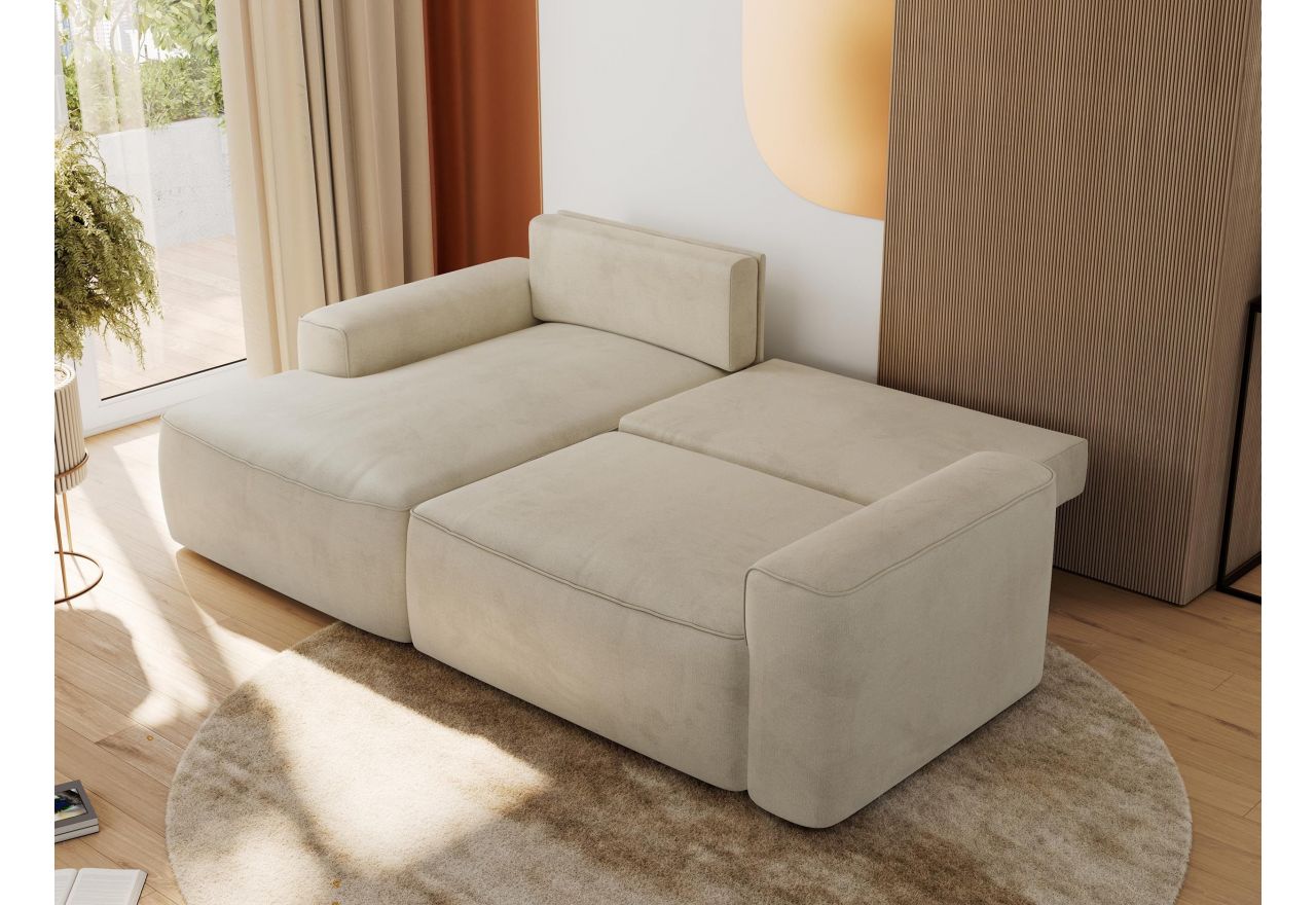 Narożnik BELLUNO L - strona lewa - beżowy, welwet