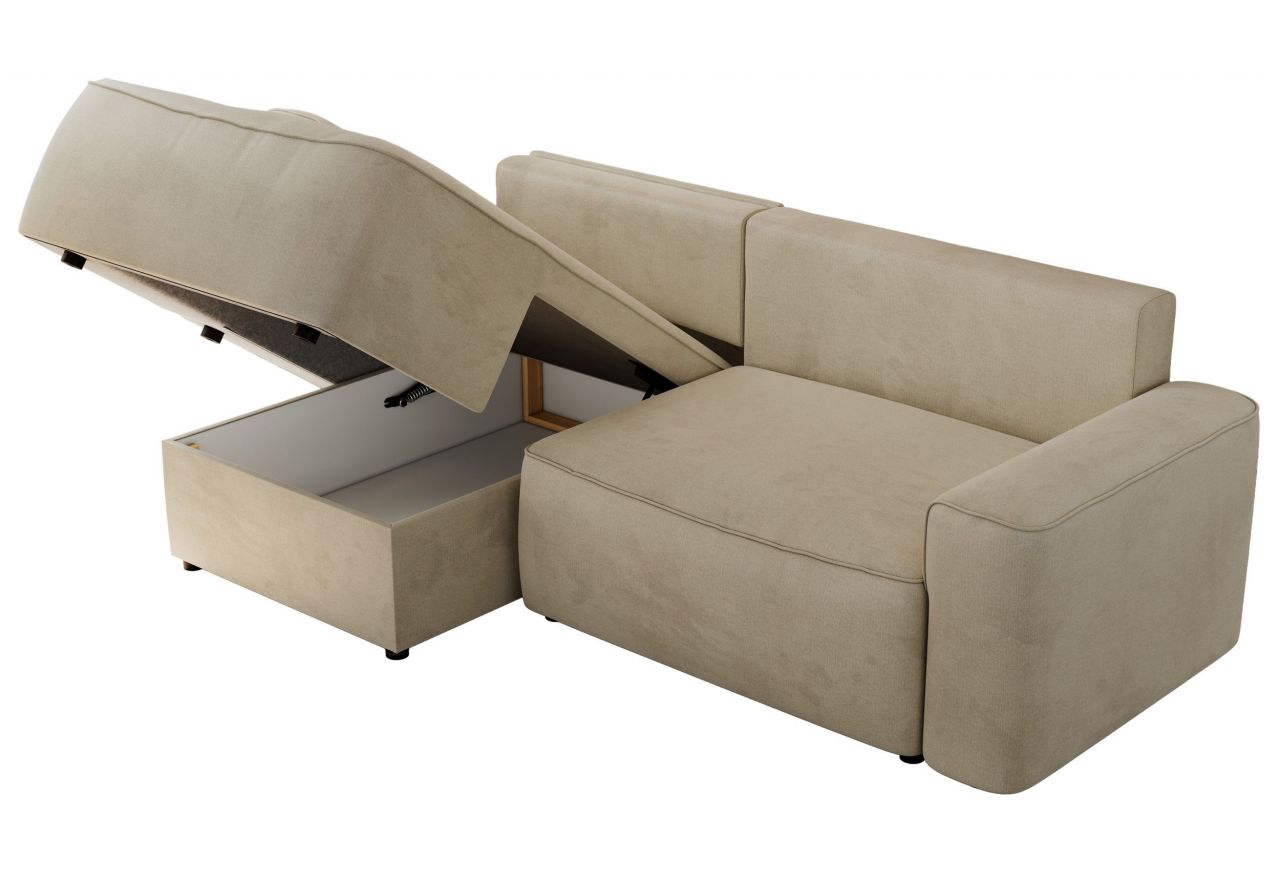 Narożnik BELLUNO L - strona lewa - beżowy, welwet