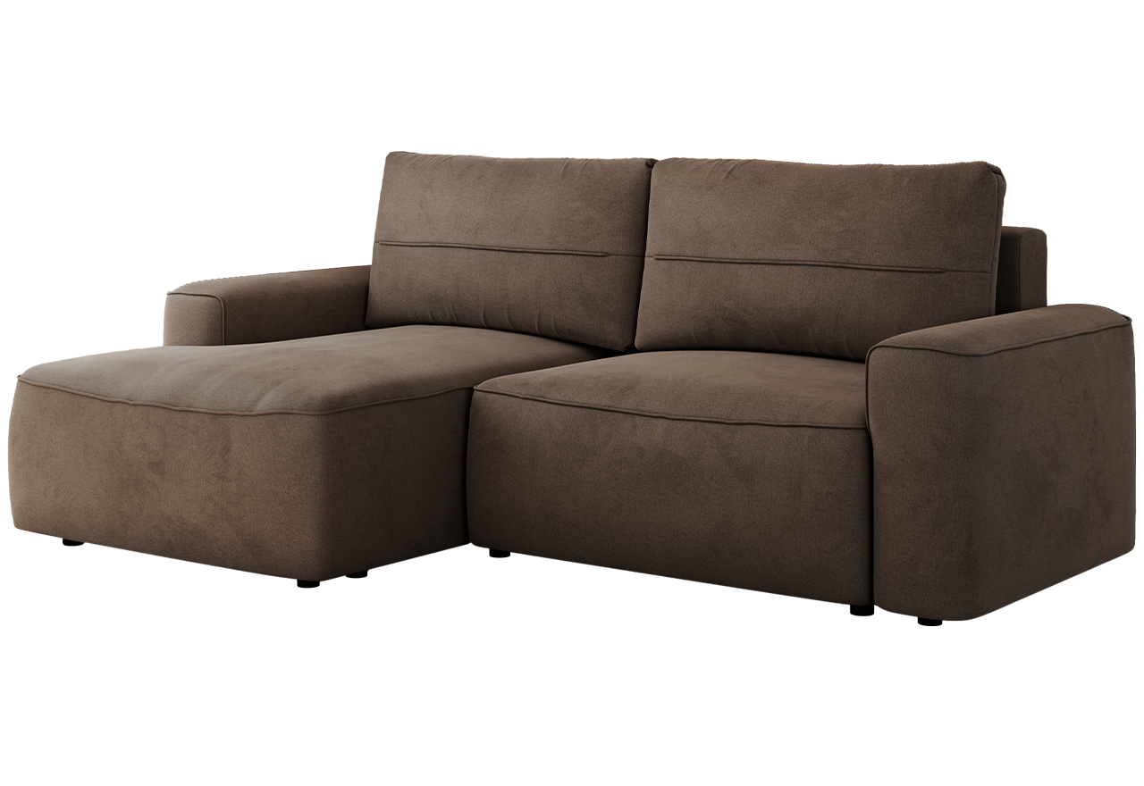 Narożnik BELLUNO L - strona lewa - brązowy, welwet