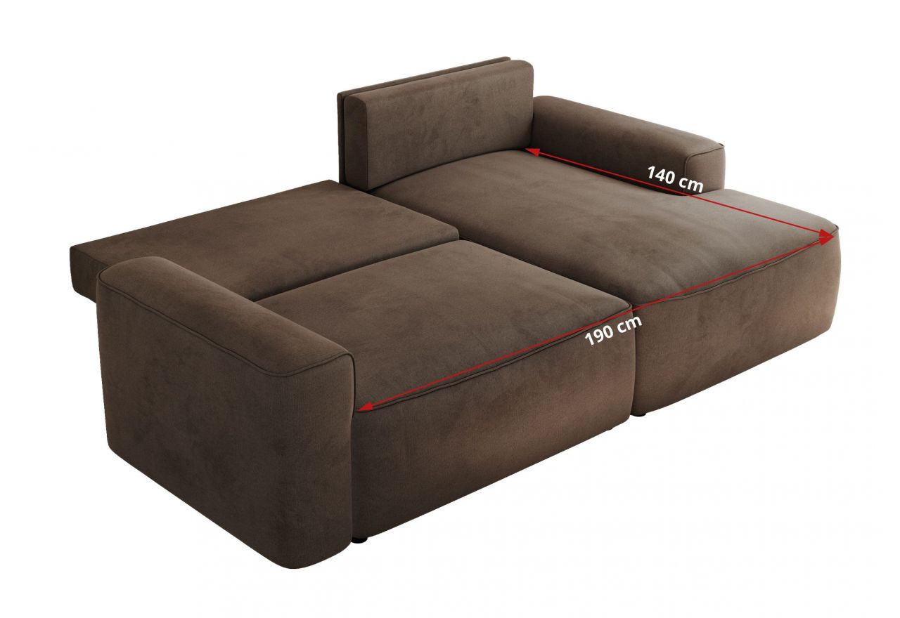 Narożnik BELLUNO L - strona lewa - brązowy, welwet