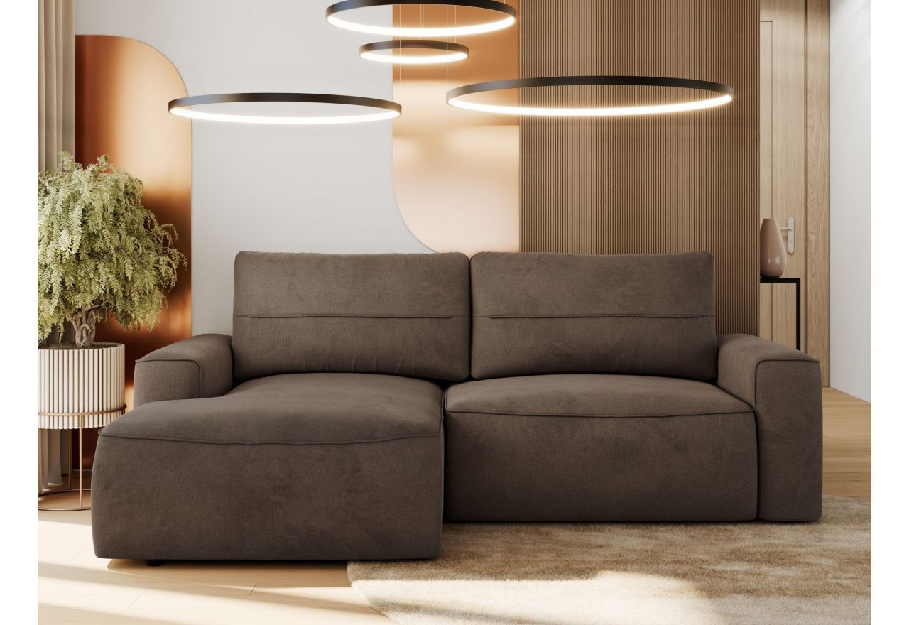 Narożnik BELLUNO L - strona lewa - brązowy, welwet