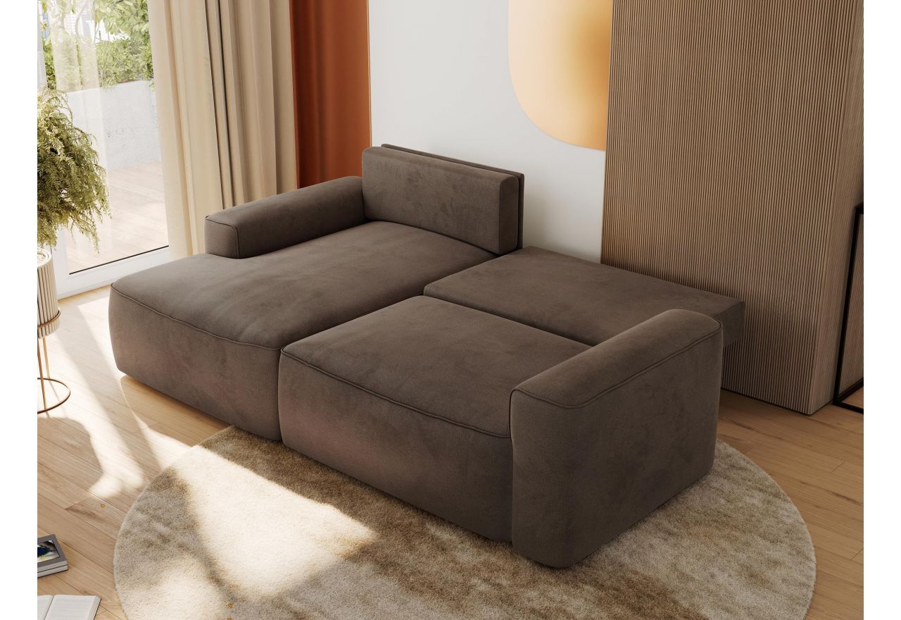 Narożnik BELLUNO L - strona lewa - brązowy, welwet