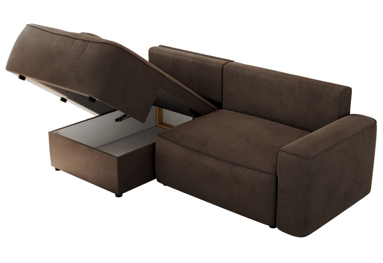 Narożnik BELLUNO L - strona lewa - brązowy, welwet