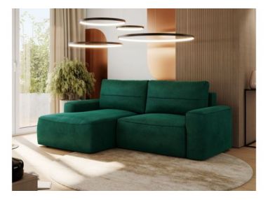 Narożnik BELLUNO L - strona lewa - ciemnozielony, welwet