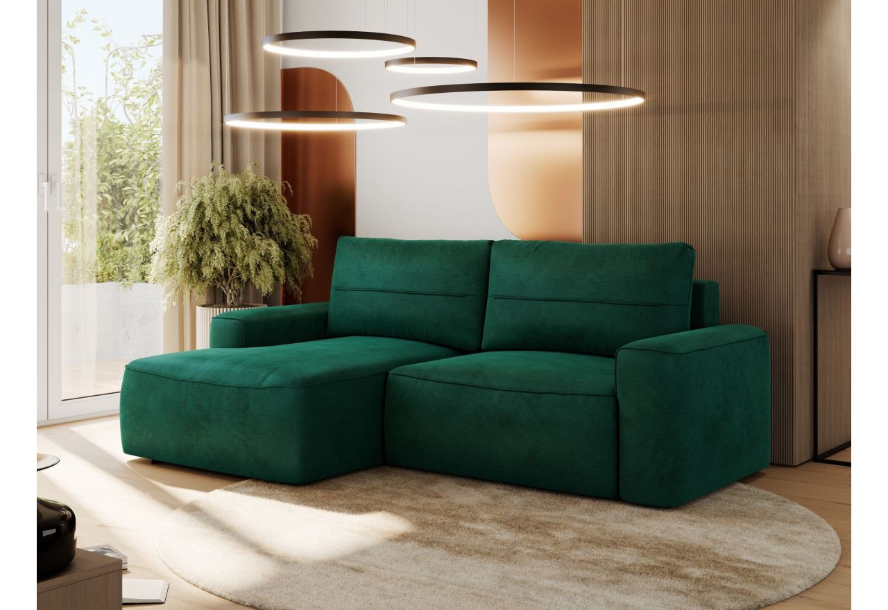 Narożnik BELLUNO L - strona lewa - ciemnozielony, welwet