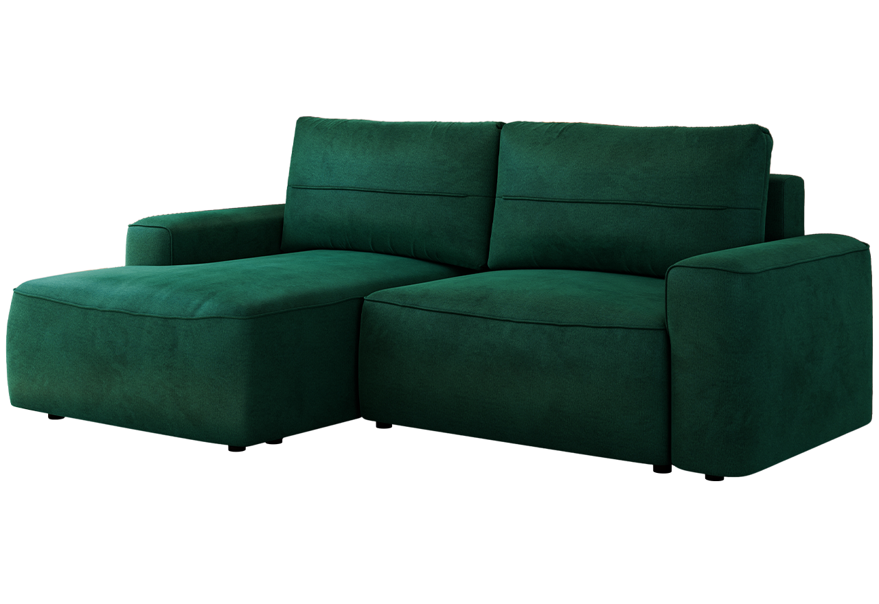 Narożnik BELLUNO L - strona lewa - ciemnozielony, welwet