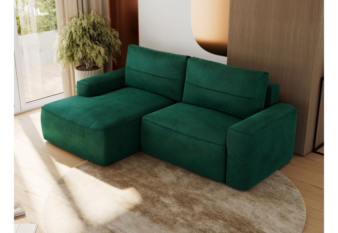 Narożnik BELLUNO L - strona lewa - ciemnozielony, welwet