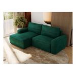 Narożnik BELLUNO L - strona lewa - ciemnozielony, welwet