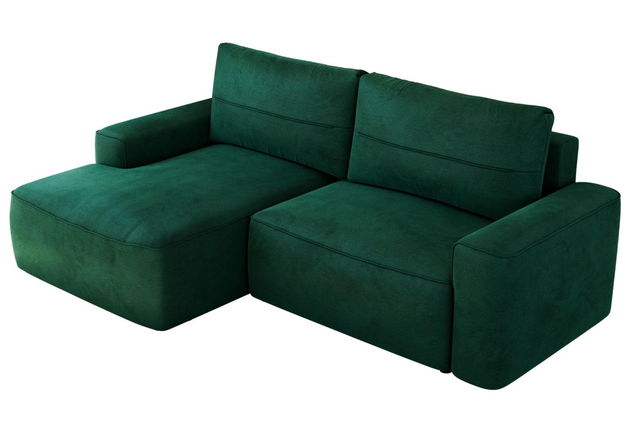 Narożnik BELLUNO L - strona lewa - ciemnozielony, welwet