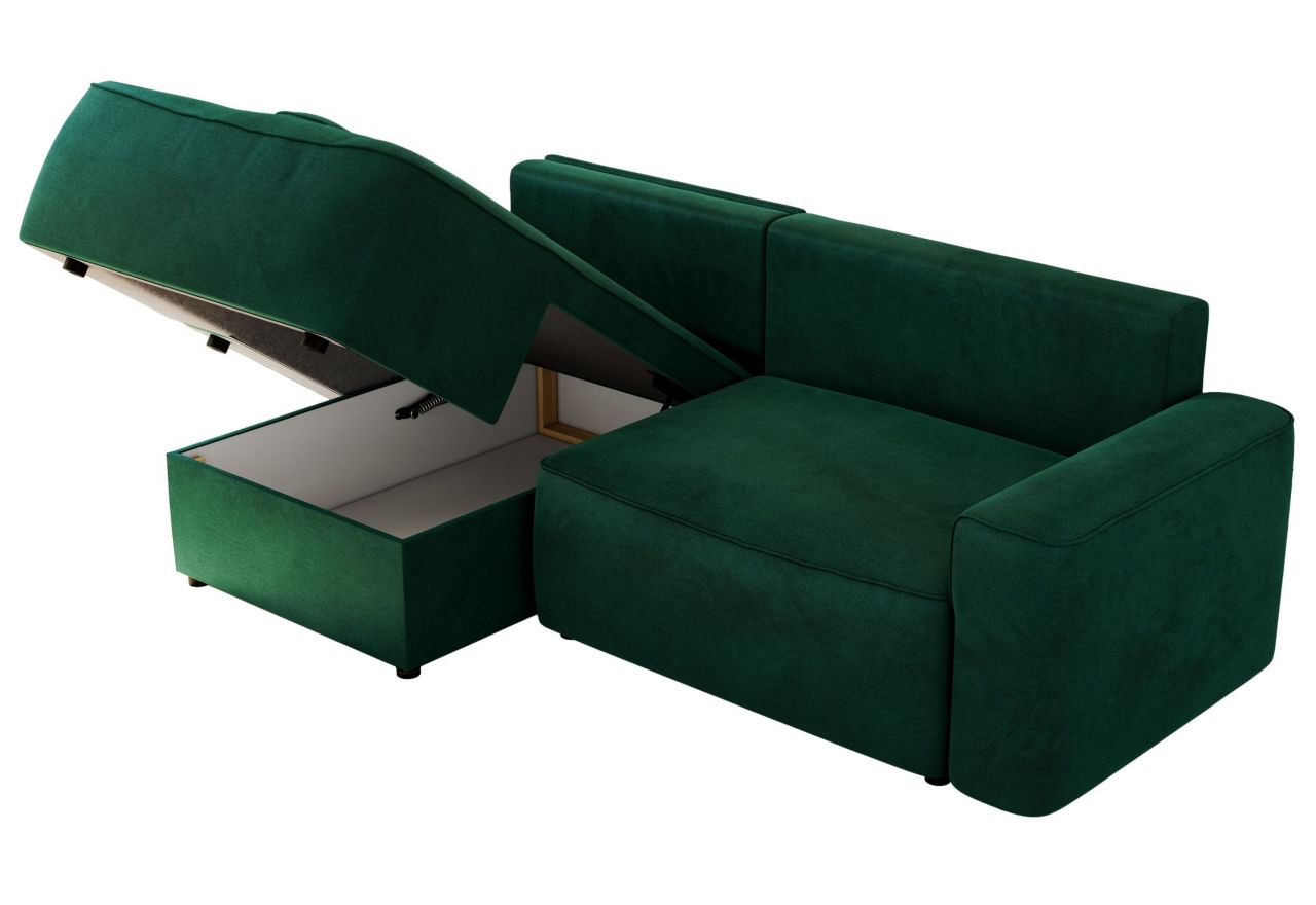 Narożnik BELLUNO L - strona lewa - ciemnozielony, welwet