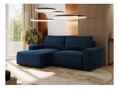 Narożnik BELLUNO L - strona lewa - ciemnoniebieski, welwet