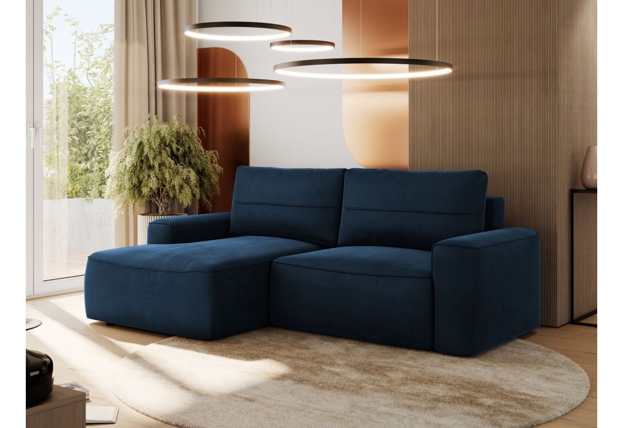 Narożnik BELLUNO L - strona lewa - ciemnoniebieski, welwet