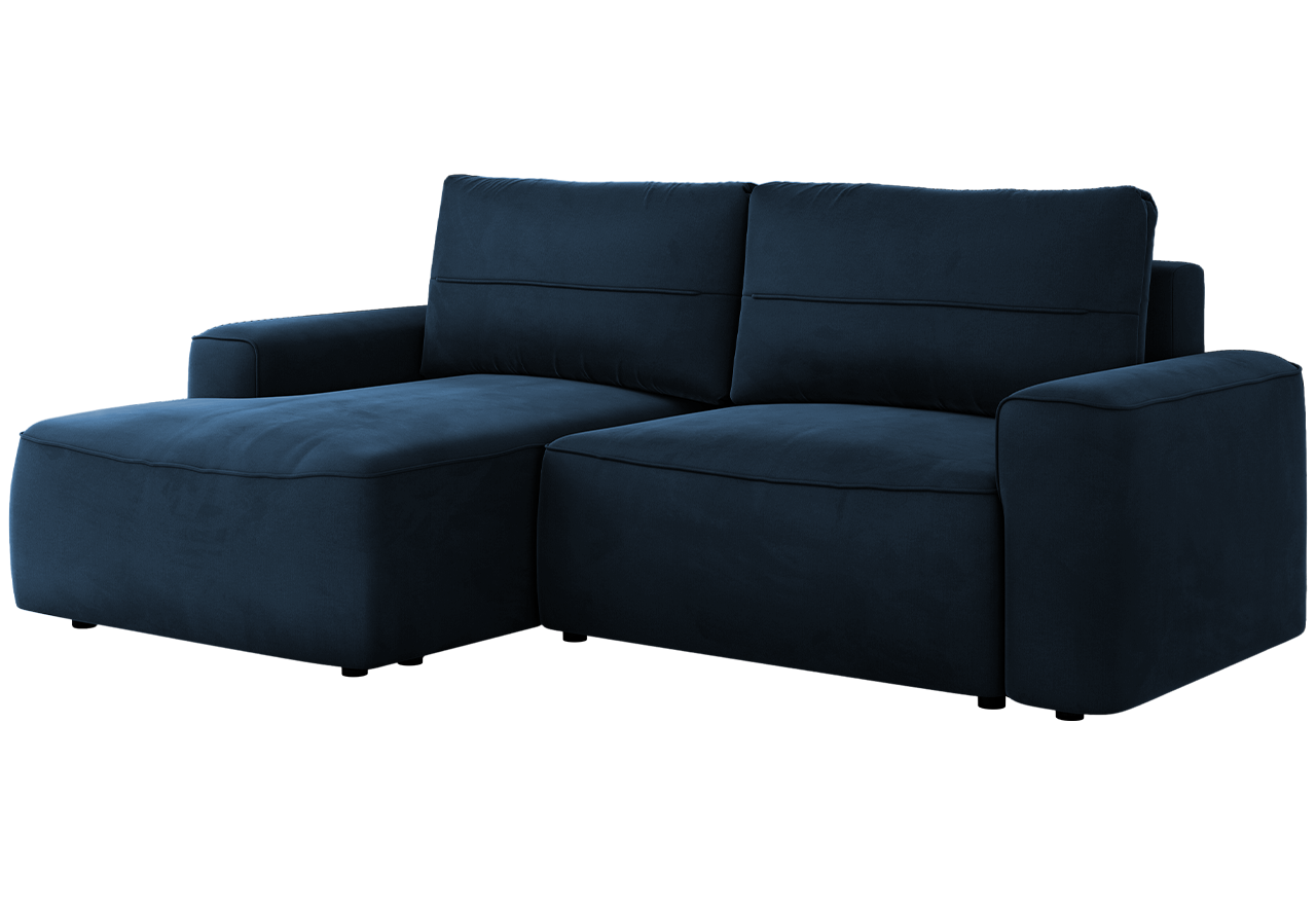 Narożnik BELLUNO L - strona lewa - ciemnoniebieski, welwet
