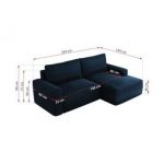 Narożnik BELLUNO L - strona lewa - ciemnoniebieski, welwet