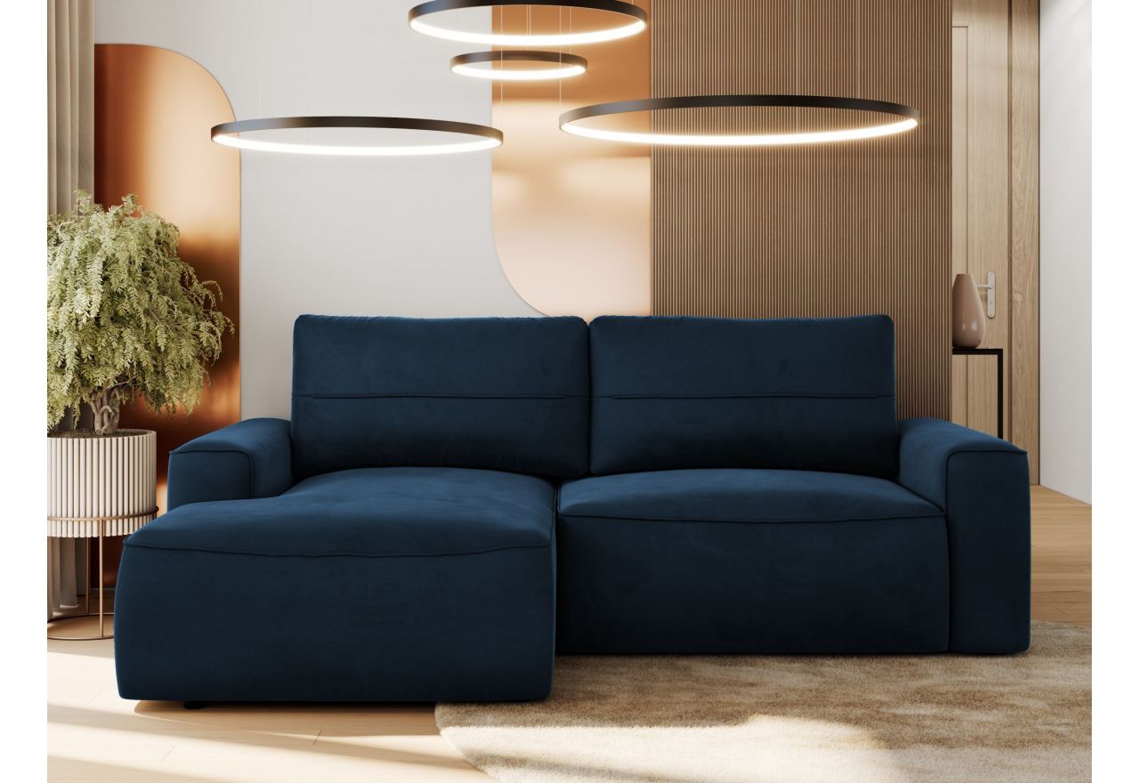 Narożnik BELLUNO L - strona lewa - ciemnoniebieski, welwet