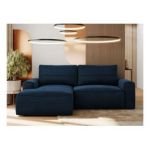 Narożnik BELLUNO L - strona lewa - ciemnoniebieski, welwet