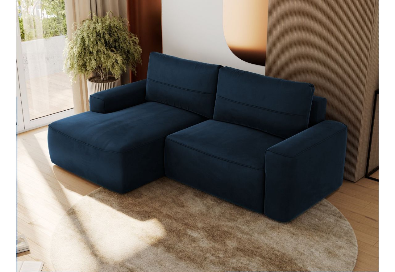 Narożnik BELLUNO L - strona lewa - ciemnoniebieski, welwet