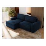 Narożnik BELLUNO L - strona lewa - ciemnoniebieski, welwet