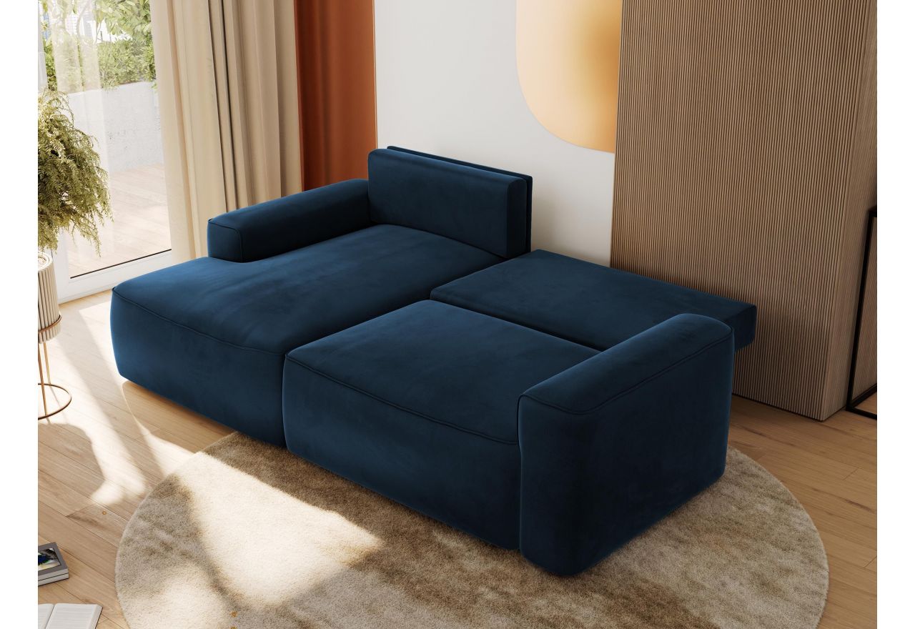 Narożnik BELLUNO L - strona lewa - ciemnoniebieski, welwet
