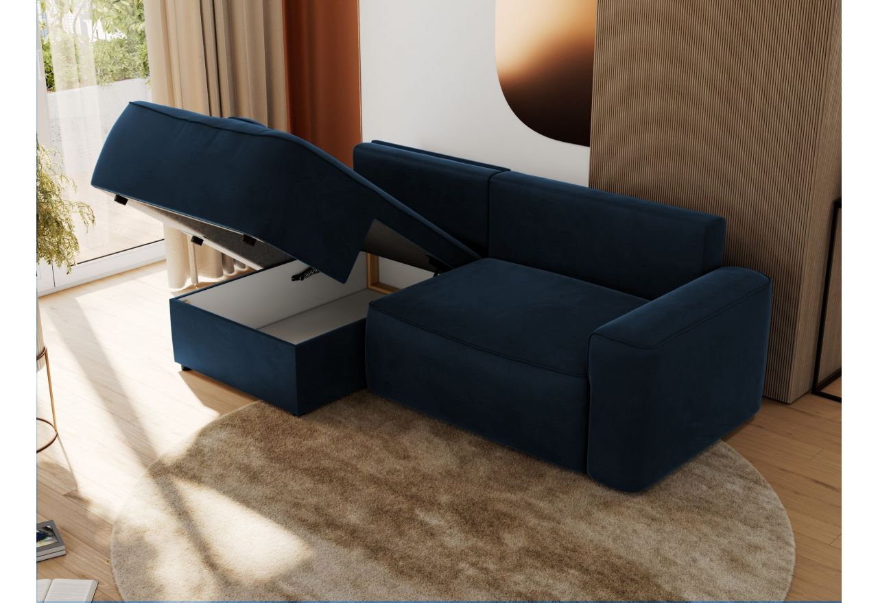 Narożnik BELLUNO L - strona lewa - ciemnoniebieski, welwet