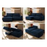 Narożnik BELLUNO L - strona lewa - ciemnoniebieski, welwet