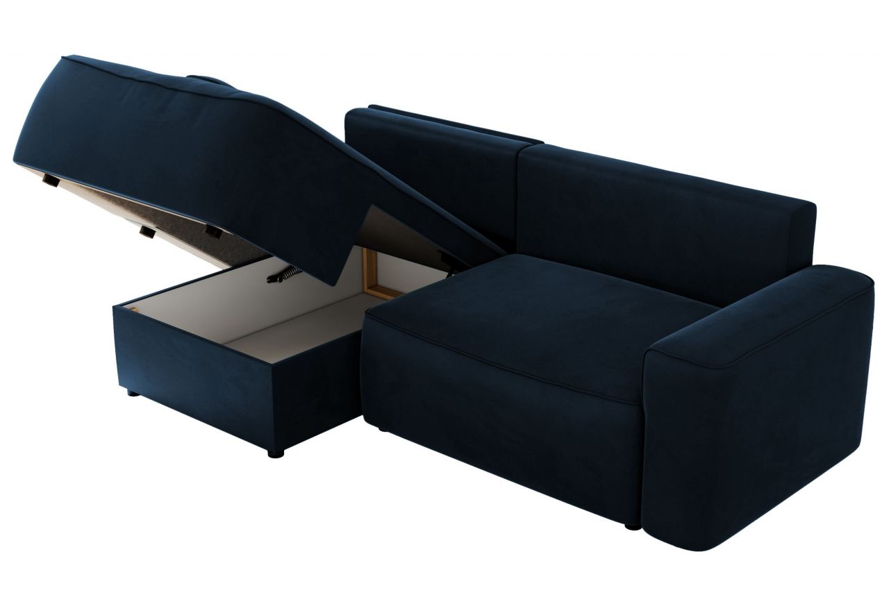 Narożnik BELLUNO L - strona lewa - ciemnoniebieski, welwet