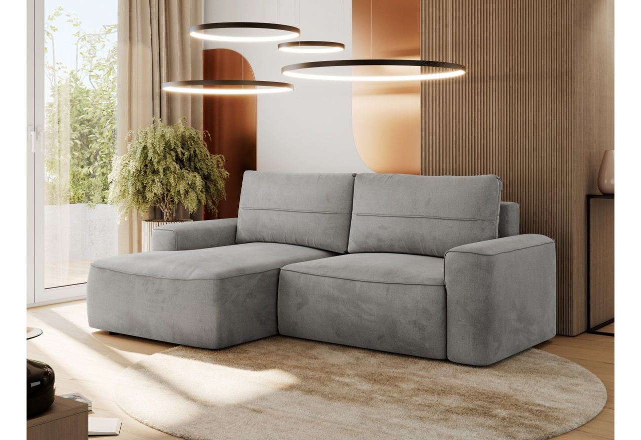 Narożnik BELLUNO L - strona lewa - jasnoszary, welwet